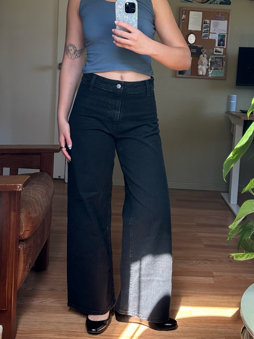 Black High-Rise Wide Leg Jeans